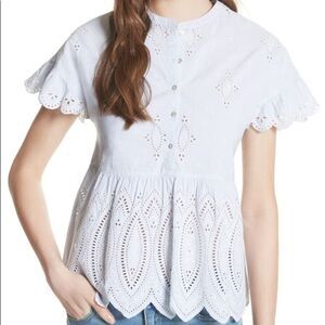 ✨ Wild Pearl Cream Flowy Babydoll Eyelet Top✨